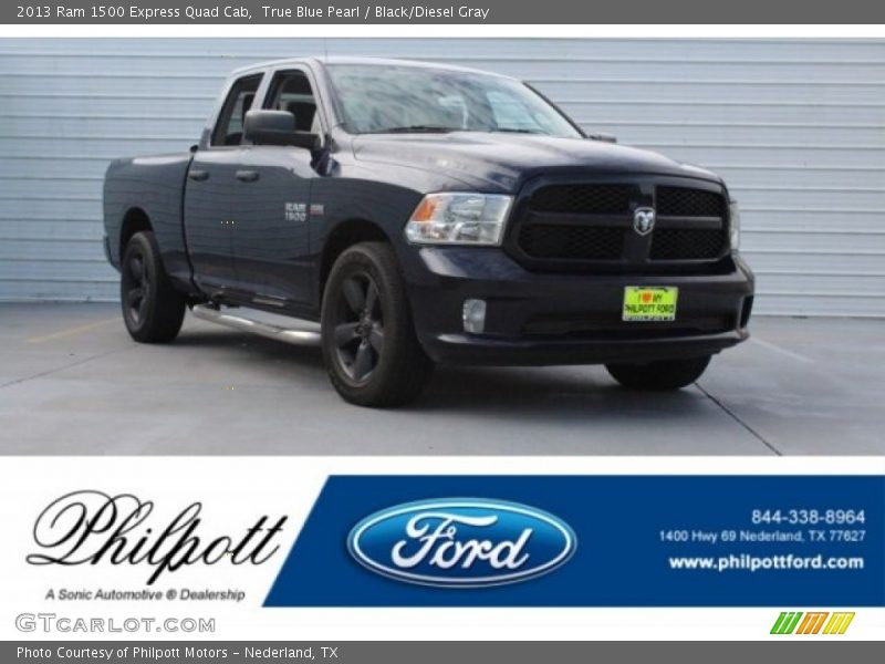 True Blue Pearl / Black/Diesel Gray 2013 Ram 1500 Express Quad Cab