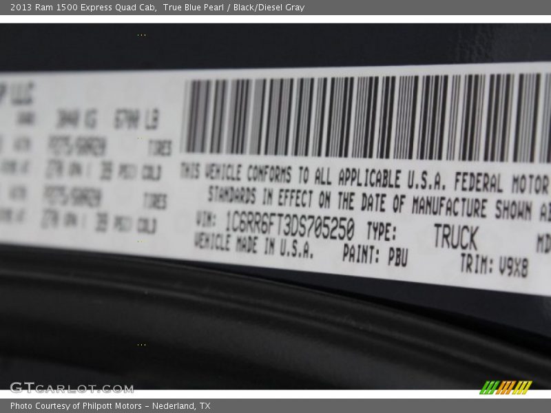 True Blue Pearl / Black/Diesel Gray 2013 Ram 1500 Express Quad Cab