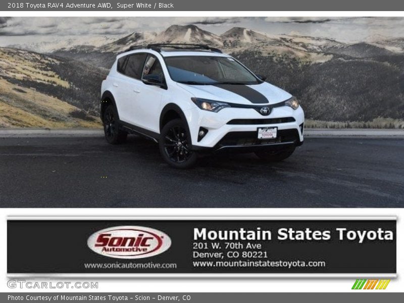 Super White / Black 2018 Toyota RAV4 Adventure AWD