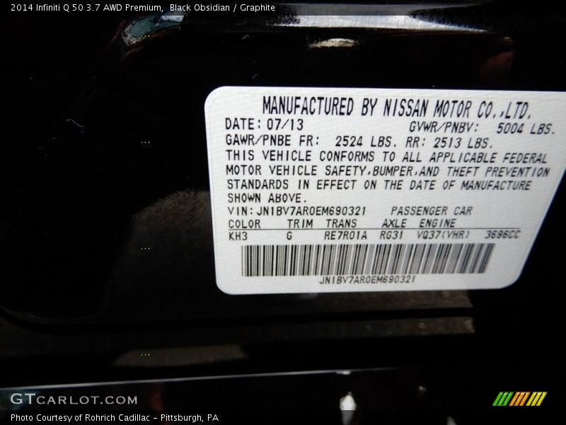 Black Obsidian / Graphite 2014 Infiniti Q 50 3.7 AWD Premium