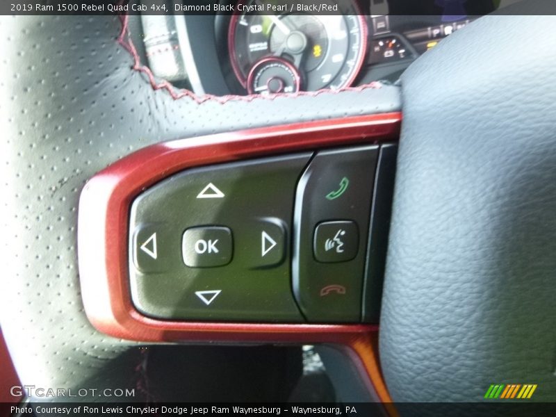 Diamond Black Crystal Pearl / Black/Red 2019 Ram 1500 Rebel Quad Cab 4x4
