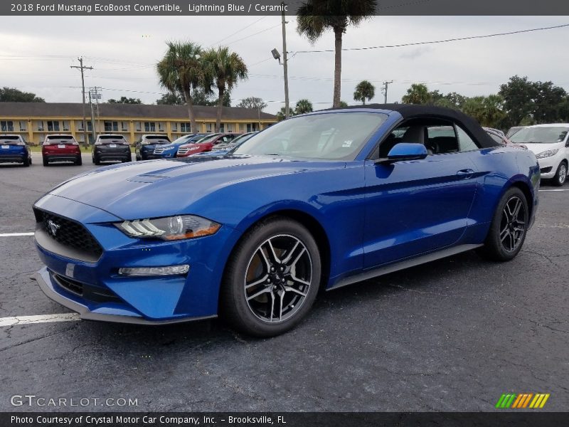 Lightning Blue / Ceramic 2018 Ford Mustang EcoBoost Convertible