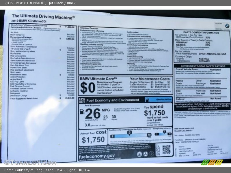 Jet Black / Black 2019 BMW X3 sDrive30i