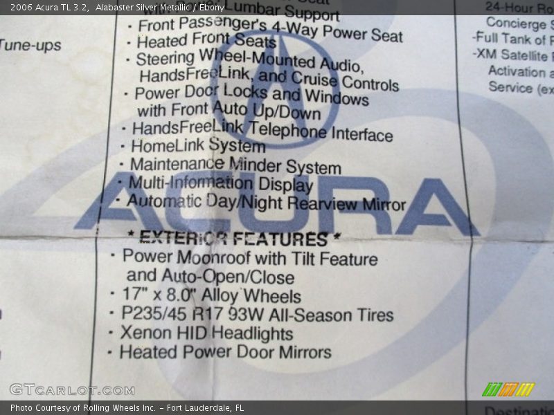 Alabaster Silver Metallic / Ebony 2006 Acura TL 3.2