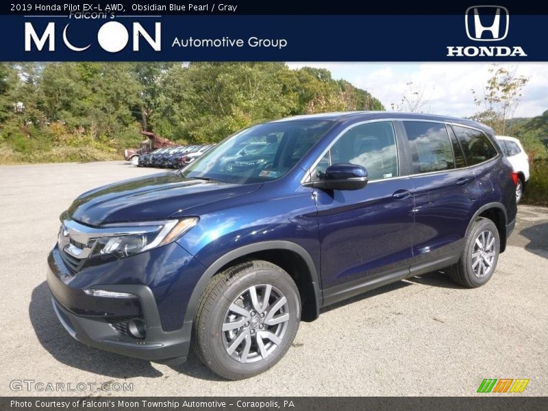 Obsidian Blue Pearl / Gray 2019 Honda Pilot EX-L AWD