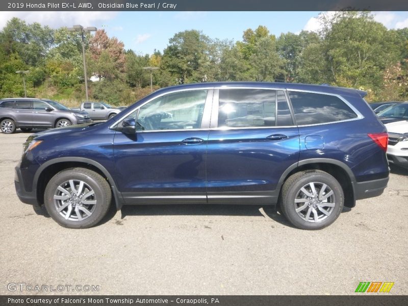 Obsidian Blue Pearl / Gray 2019 Honda Pilot EX-L AWD