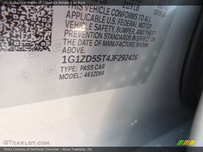 Silver Ice Metallic / Jet Black 2018 Chevrolet Malibu LT