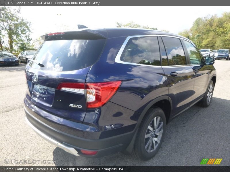 Obsidian Blue Pearl / Gray 2019 Honda Pilot EX-L AWD