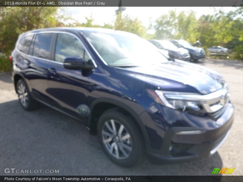 Obsidian Blue Pearl / Gray 2019 Honda Pilot EX-L AWD