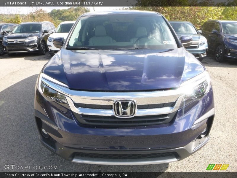 Obsidian Blue Pearl / Gray 2019 Honda Pilot EX-L AWD