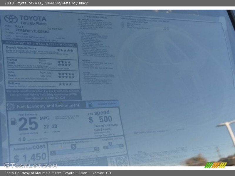 Silver Sky Metallic / Black 2018 Toyota RAV4 LE