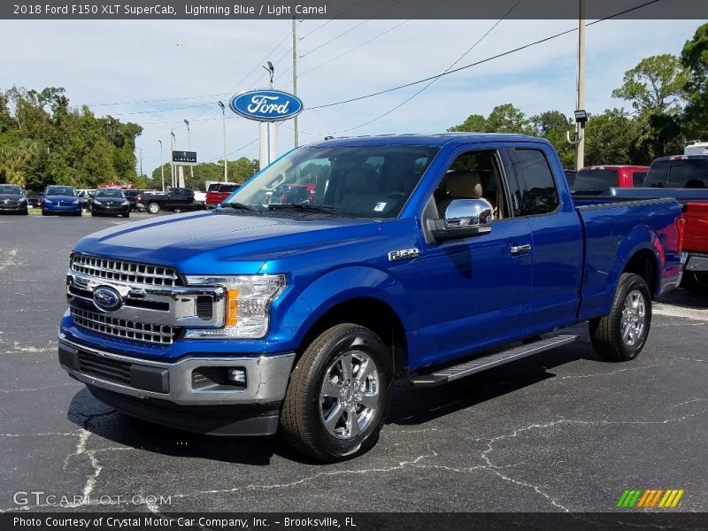 Lightning Blue / Light Camel 2018 Ford F150 XLT SuperCab