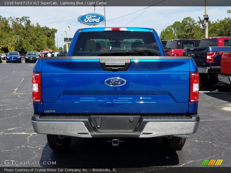 Lightning Blue / Light Camel 2018 Ford F150 XLT SuperCab