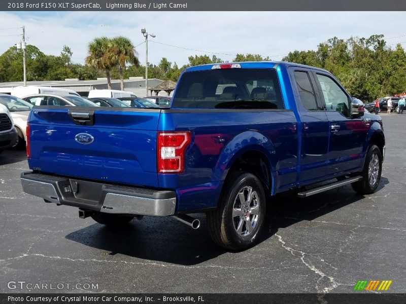 Lightning Blue / Light Camel 2018 Ford F150 XLT SuperCab