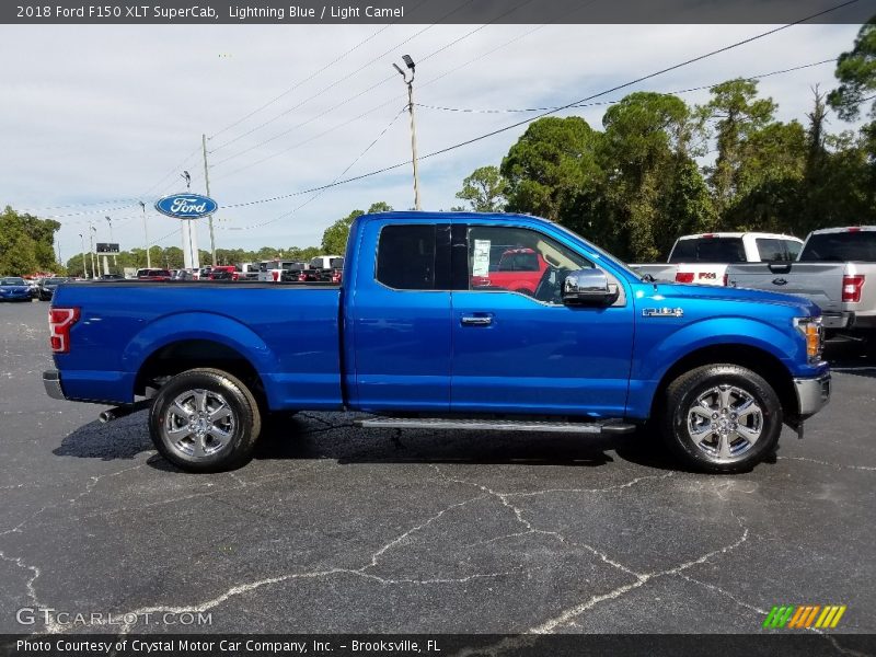 Lightning Blue / Light Camel 2018 Ford F150 XLT SuperCab