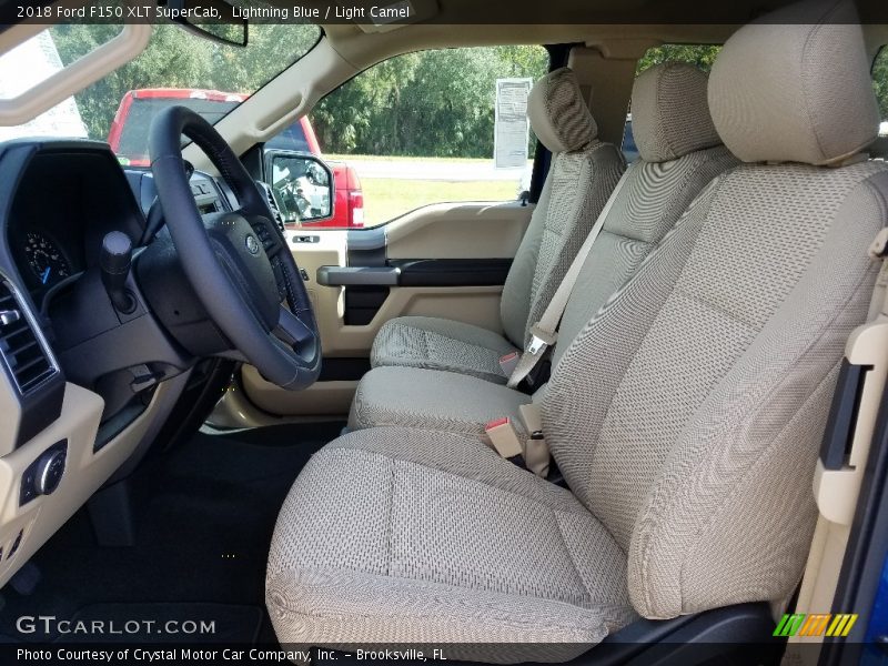 Lightning Blue / Light Camel 2018 Ford F150 XLT SuperCab