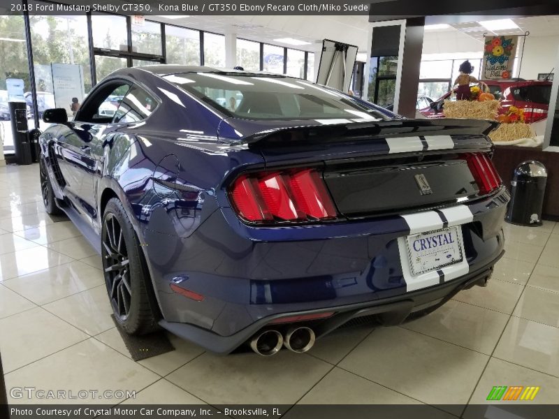 Kona Blue / GT350 Ebony Recaro Cloth/Miko Suede 2018 Ford Mustang Shelby GT350