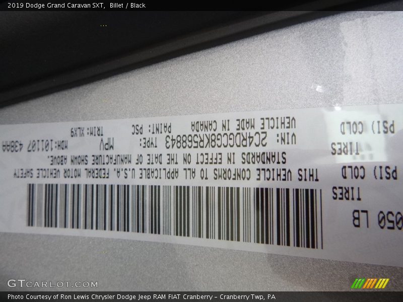 Billet / Black 2019 Dodge Grand Caravan SXT