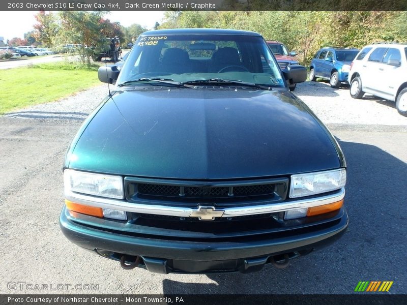 Dark Green Metallic / Graphite 2003 Chevrolet S10 LS Crew Cab 4x4