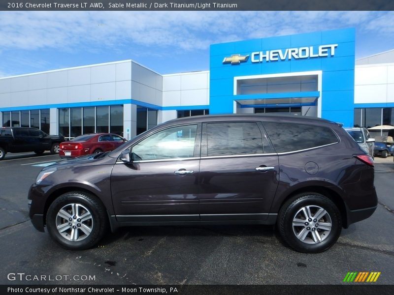 Sable Metallic / Dark Titanium/Light Titanium 2016 Chevrolet Traverse LT AWD