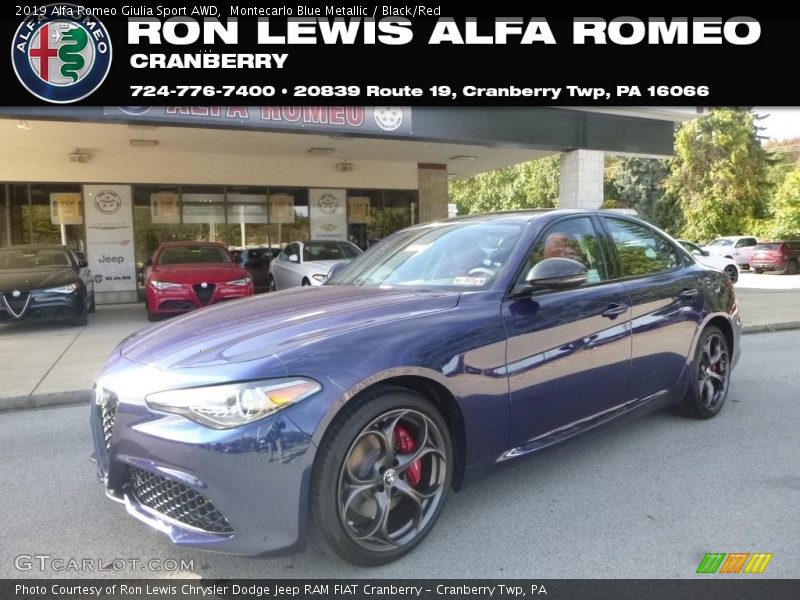 Montecarlo Blue Metallic / Black/Red 2019 Alfa Romeo Giulia Sport AWD