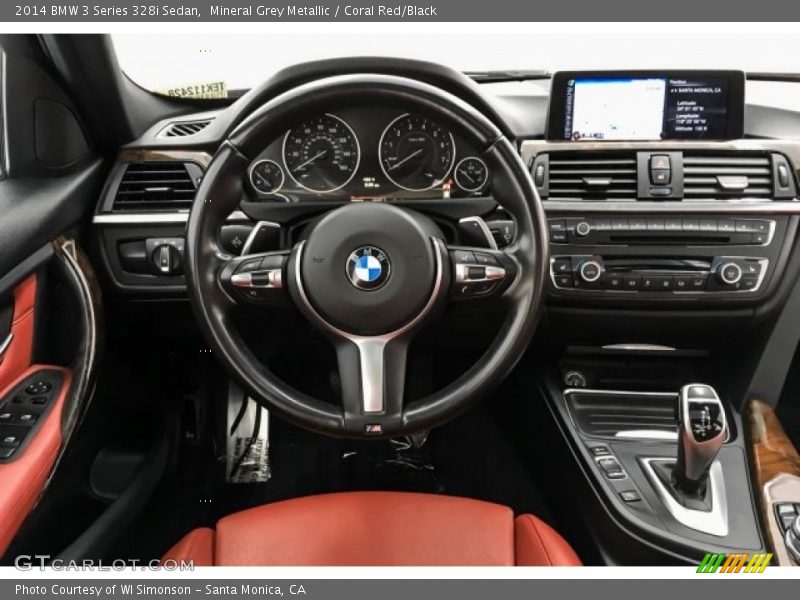 Mineral Grey Metallic / Coral Red/Black 2014 BMW 3 Series 328i Sedan