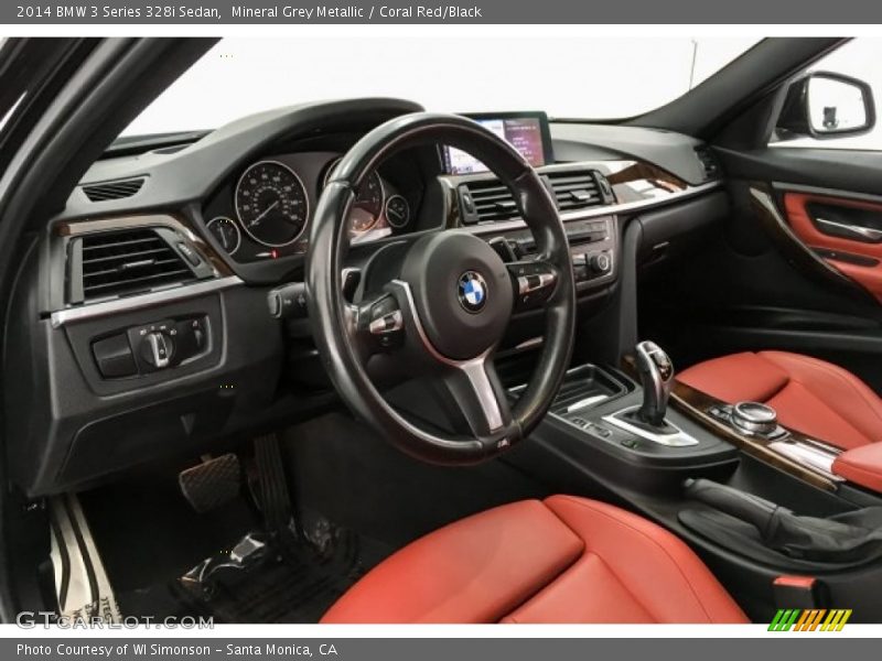 Mineral Grey Metallic / Coral Red/Black 2014 BMW 3 Series 328i Sedan