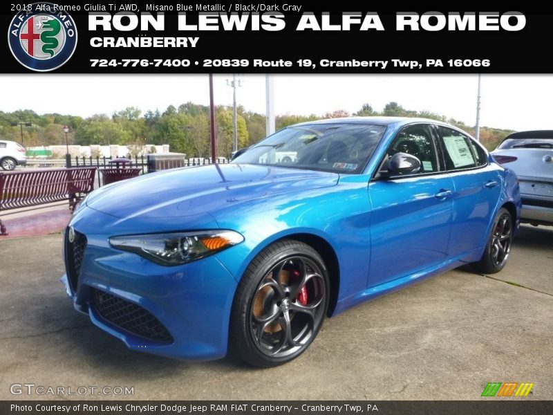 Misano Blue Metallic / Black/Dark Gray 2018 Alfa Romeo Giulia Ti AWD