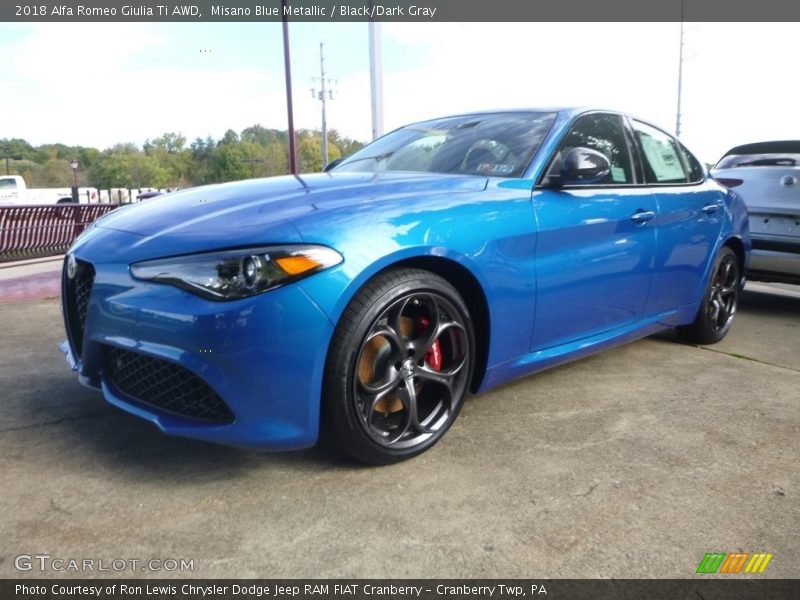 Misano Blue Metallic / Black/Dark Gray 2018 Alfa Romeo Giulia Ti AWD