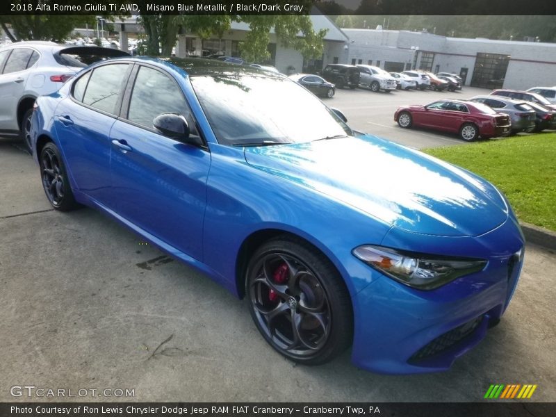 Misano Blue Metallic / Black/Dark Gray 2018 Alfa Romeo Giulia Ti AWD