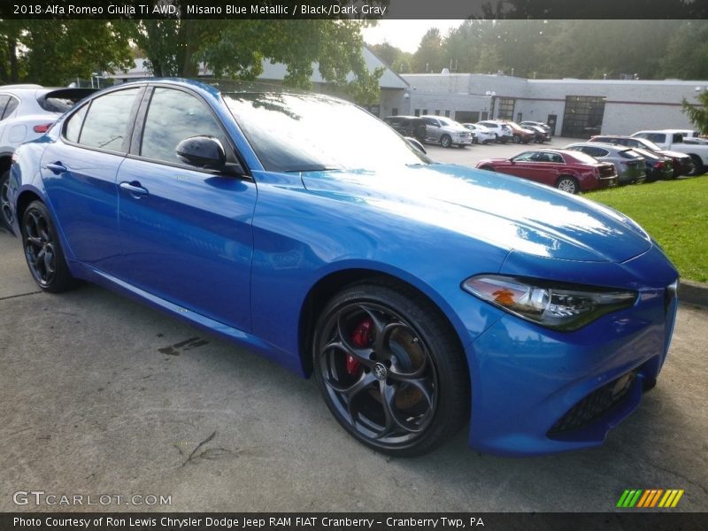Misano Blue Metallic / Black/Dark Gray 2018 Alfa Romeo Giulia Ti AWD
