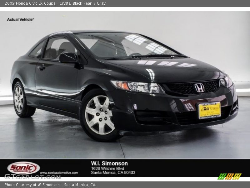 Crystal Black Pearl / Gray 2009 Honda Civic LX Coupe