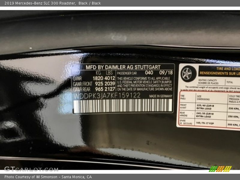 Black / Black 2019 Mercedes-Benz SLC 300 Roadster