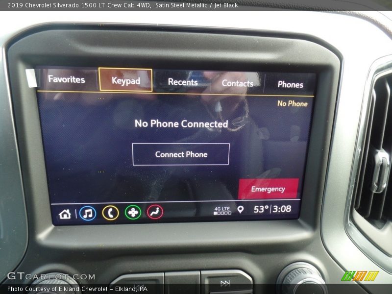 Satin Steel Metallic / Jet Black 2019 Chevrolet Silverado 1500 LT Crew Cab 4WD