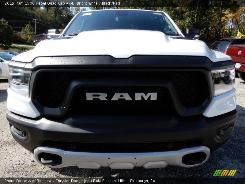 Bright White / Black/Red 2019 Ram 1500 Rebel Quad Cab 4x4