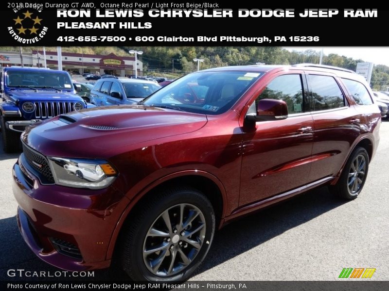 Octane Red Pearl / Light Frost Beige/Black 2018 Dodge Durango GT AWD