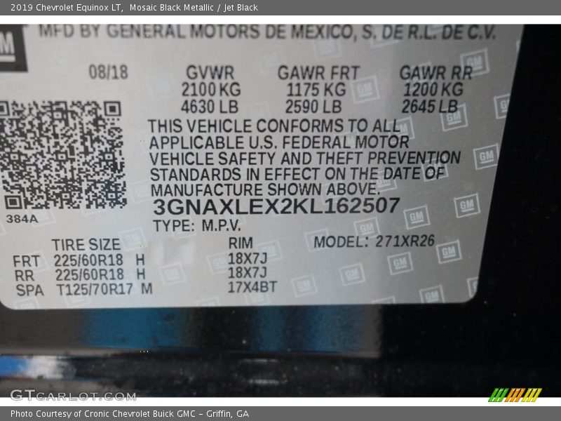 Mosaic Black Metallic / Jet Black 2019 Chevrolet Equinox LT