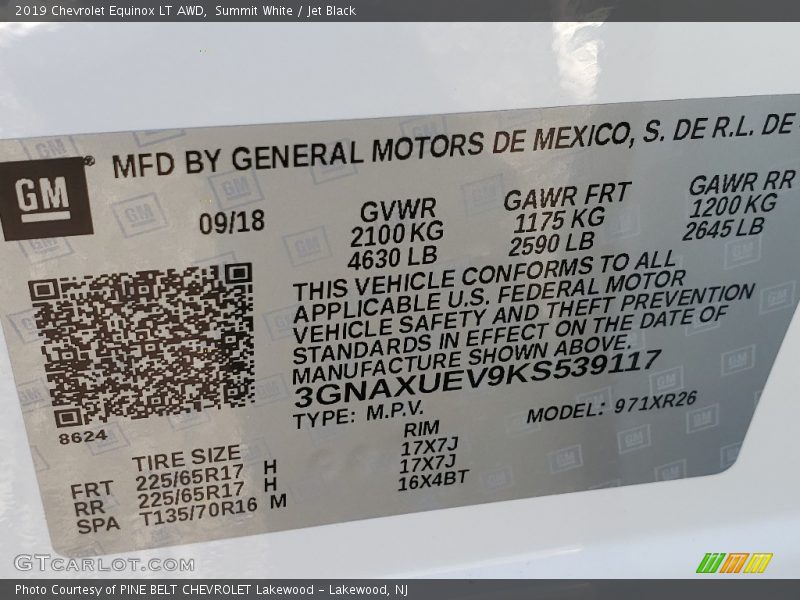 Summit White / Jet Black 2019 Chevrolet Equinox LT AWD