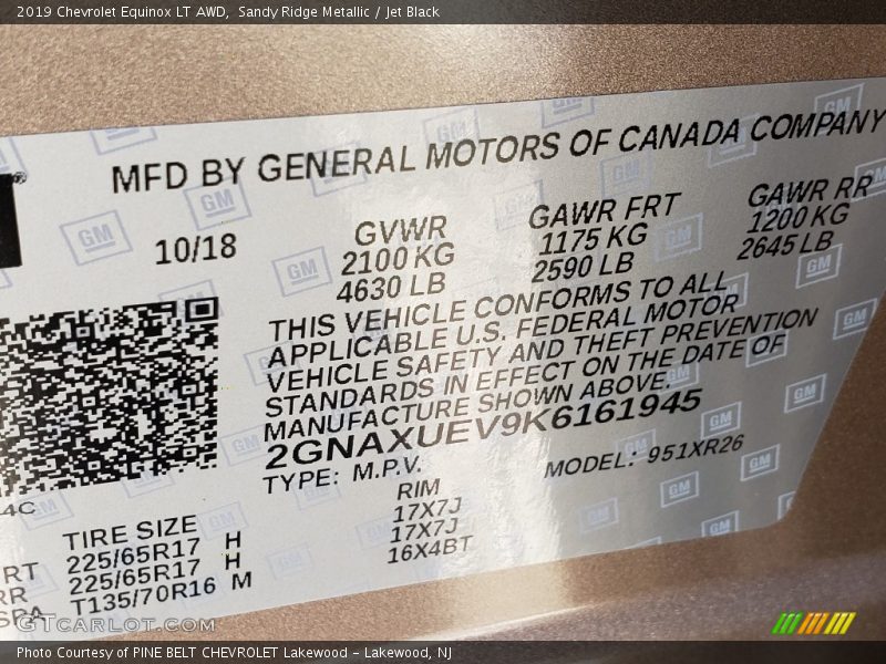 Sandy Ridge Metallic / Jet Black 2019 Chevrolet Equinox LT AWD