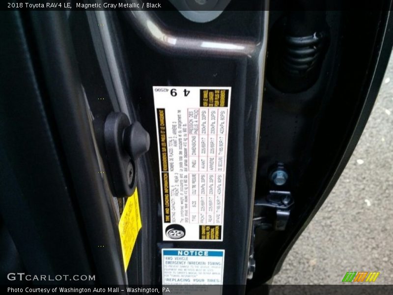 Magnetic Gray Metallic / Black 2018 Toyota RAV4 LE