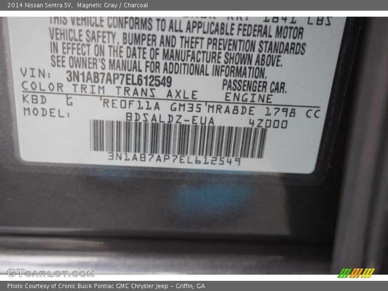Magnetic Gray / Charcoal 2014 Nissan Sentra SV