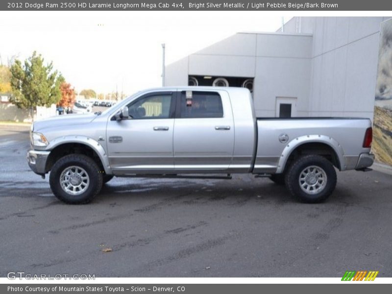 Bright Silver Metallic / Light Pebble Beige/Bark Brown 2012 Dodge Ram 2500 HD Laramie Longhorn Mega Cab 4x4