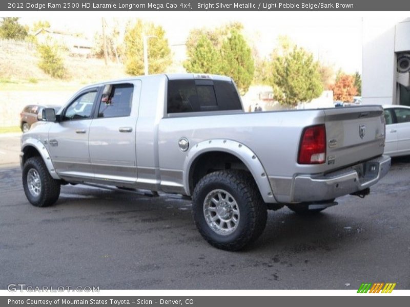 Bright Silver Metallic / Light Pebble Beige/Bark Brown 2012 Dodge Ram 2500 HD Laramie Longhorn Mega Cab 4x4