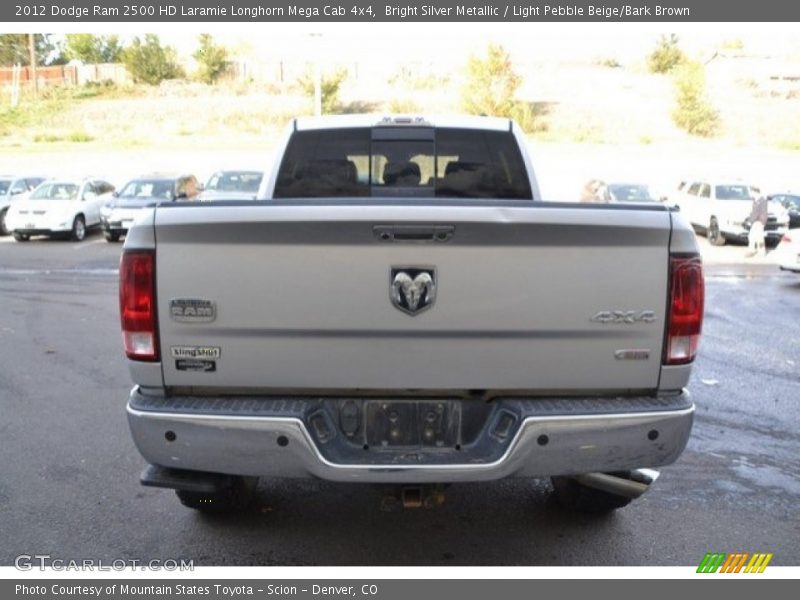 Bright Silver Metallic / Light Pebble Beige/Bark Brown 2012 Dodge Ram 2500 HD Laramie Longhorn Mega Cab 4x4