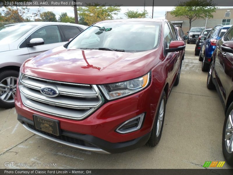 Ruby Red / Ebony 2018 Ford Edge SEL AWD