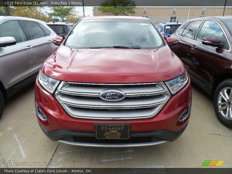 Ruby Red / Ebony 2018 Ford Edge SEL AWD