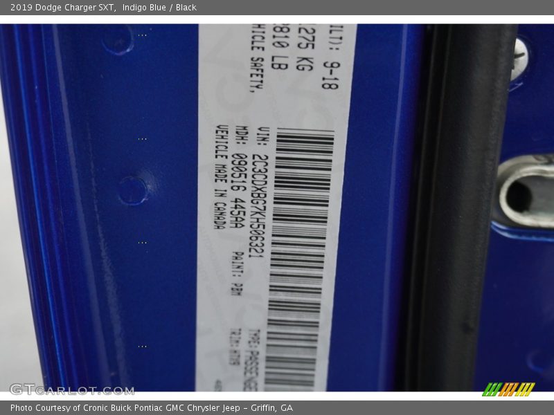 2019 Charger SXT Indigo Blue Color Code PBM