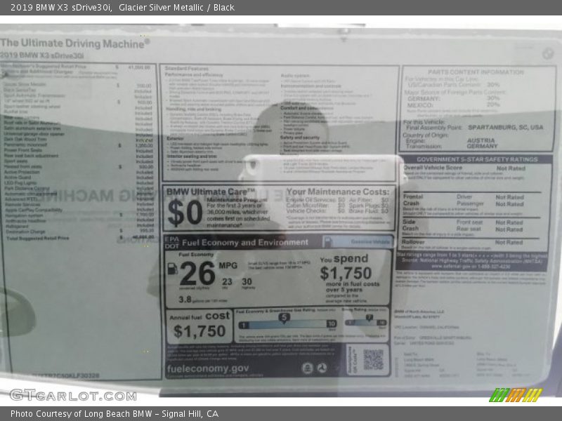 Glacier Silver Metallic / Black 2019 BMW X3 sDrive30i