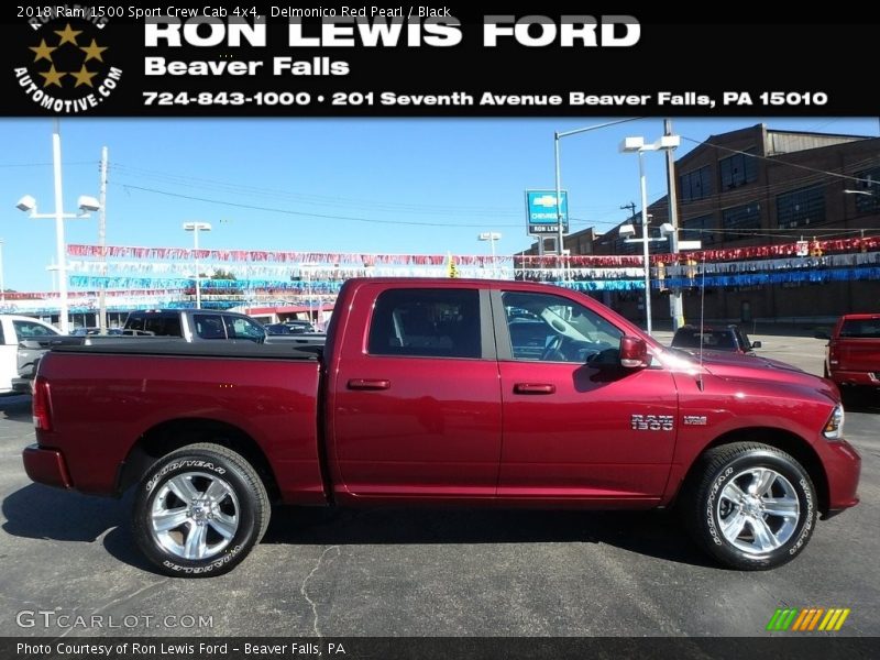 Delmonico Red Pearl / Black 2018 Ram 1500 Sport Crew Cab 4x4