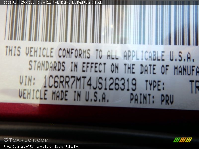Delmonico Red Pearl / Black 2018 Ram 1500 Sport Crew Cab 4x4